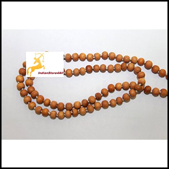 Tulsi Holy Basil Prayer Beads Japa Mala Necklace Hand Knotted 108+1 Beads - Picture 2 of 7